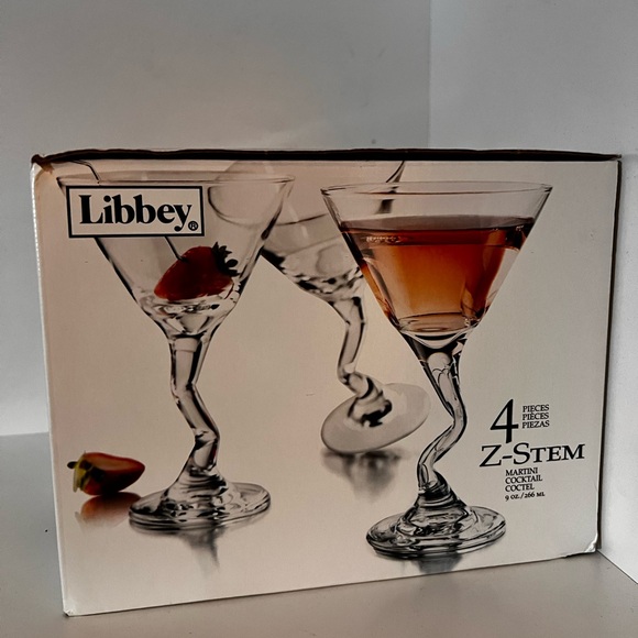 NEW LIBBEY Z Stem martini Set cocktail party at home QUIRKY funky 4 pc $30 value - Picture 7 of 8